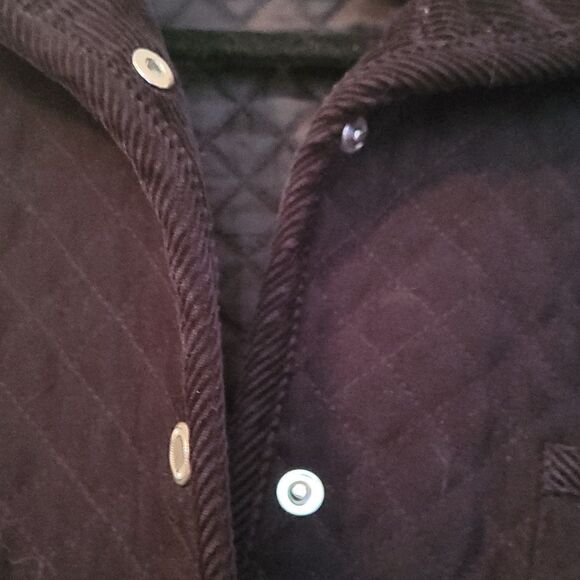 Talbots Black Stretch Snap Button Quilted Barn Jacket Size Medium - Picture 7 of 9